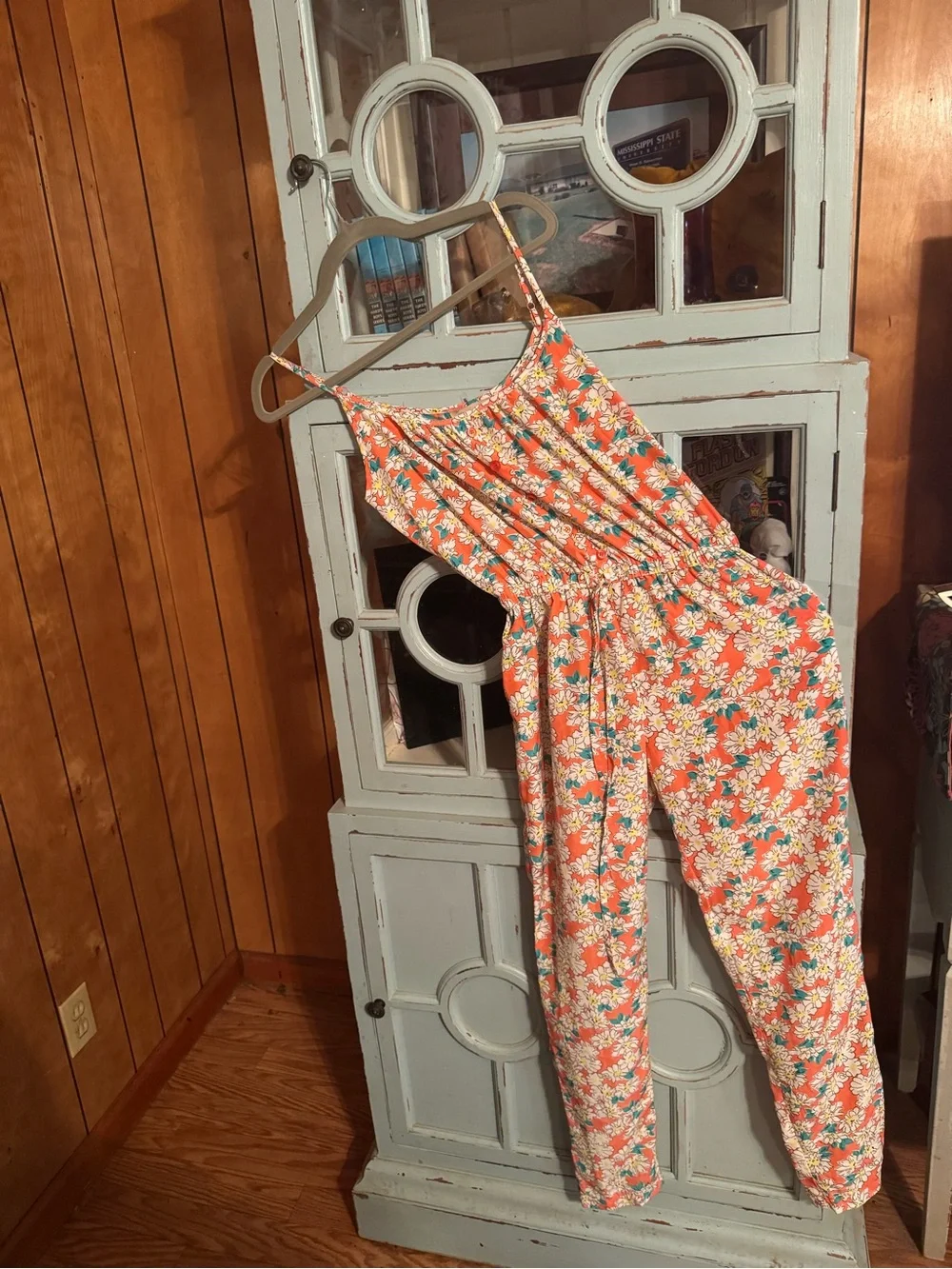 Floral Coral Women’s Jumpsuit - Lightweight Romper Size Small Love Tree B7